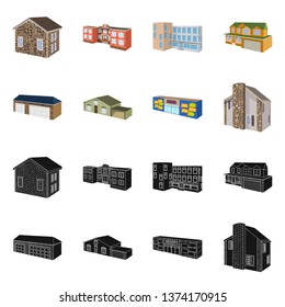 Vector design of facade and housing symbol. Set of facade and infrastructure stock vector illustration.