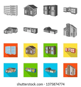 Vector design of facade and housing symbol. Collection of facade and infrastructure stock vector illustration.