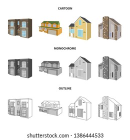 Vector design of facade and housing symbol. Set of facade and infrastructure stock vector illustration.
