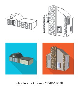 Vector design of facade and housing symbol. Collection of facade and infrastructure vector icon for stock.
