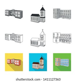 Vector design of facade and housing symbol. Set of facade and infrastructure stock vector illustration.