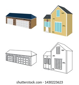 Vector design of facade and housing symbol. Collection of facade and infrastructure vector icon for stock.