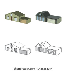 Vector design of facade and housing symbol. Set of facade and infrastructure stock symbol for web.