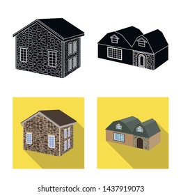 Vector design of facade and housing symbol. Collection of facade and infrastructure stock symbol for web.