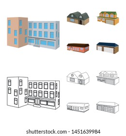 Vector design of facade and housing symbol. Collection of facade and infrastructure stock symbol for web.