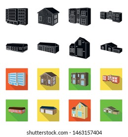 Vector design of facade and housing symbol. Collection of facade and infrastructure stock vector illustration.