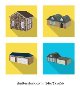 Vector design of facade and housing symbol. Set of facade and infrastructure vector icon for stock.