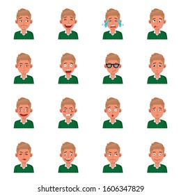 Vector design of face and boy icon. Set of face and young stock vector illustration.