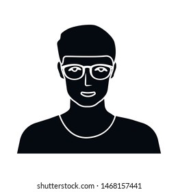 Vector design of face and male logo. Set of face and young stock symbol for web.