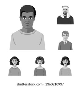 Vector design of face and person logo. Collection of face and portrait vector icon for stock.