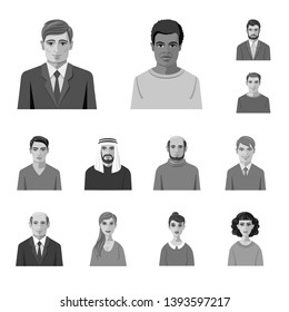 Vector design of face and person sign. Set of face and portrait vector icon for stock.