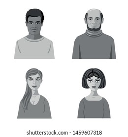 Vector design of face and person symbol. Collection of face and portrait stock vector illustration.