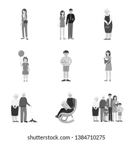 Vector design of face  and portrait sign. Set of face  and happy  vector icon for stock.