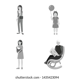 Vector design of face and portrait sign. Collection of face and happy vector icon for stock.