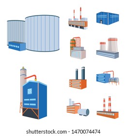 Vector design of factory and industry symbol. Set of factory and industrial stock vector illustration.
