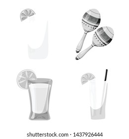 Vector design of fajita and fiesta logo. Set of fajita and celebration vector icon for stock.