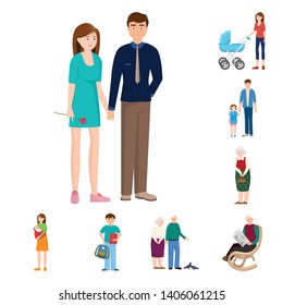 Vector design of family  and people sign. Set of family  and avatar  stock symbol for web.