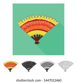 Vector design of fan and beautiful sign. Collection of fan and vintage stock vector illustration.