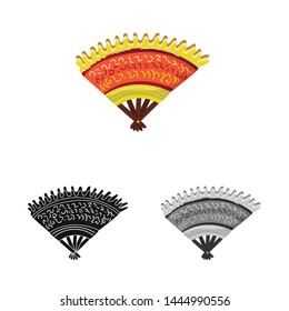 Vector design of fan and beautiful symbol. Set of fan and vintage vector icon for stock.