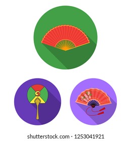 Vector design of fan and hand symbol. Set of fan and paper stock symbol for web.