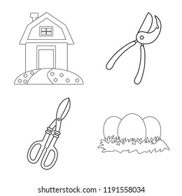 Vector design of farm and agriculture icon. Collection of farm and plant vector icon for stock.