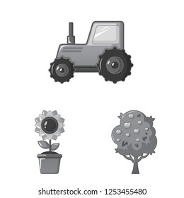Vector design of farm and agriculture icon. Collection of farm and plant stock symbol for web.