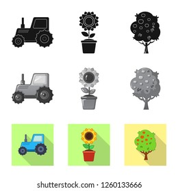 Vector design of farm and agriculture icon. Set of farm and plant vector icon for stock.