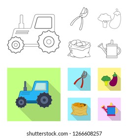 Vector design of farm and agriculture icon. Collection of farm and plant vector icon for stock.