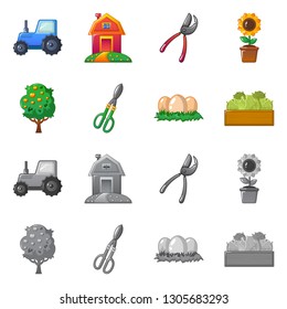 Vector Design Of Farm And Agriculture Icon. Collection Of Farm And Plant Stock Symbol For Web.