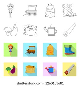 Vector design of farm and agriculture logo. Collection of farm and plant stock symbol for web.