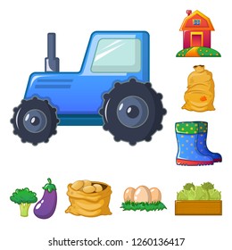Vector design of farm and agriculture logo. Collection of farm and plant stock symbol for web.