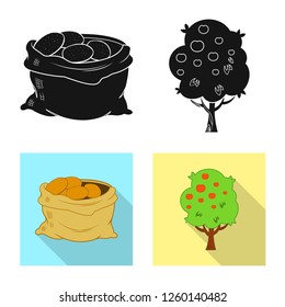 Vector design of farm and agriculture logo. Set of farm and plant vector icon for stock.
