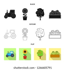 Vector design of farm and agriculture logo. Set of farm and plant stock vector illustration.