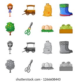 Vector design of farm and agriculture logo. Collection of farm and plant stock symbol for web.