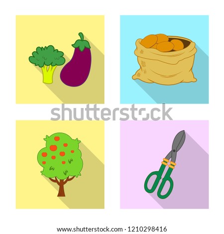 Vector design of farm and agriculture logo. Set of farm and plant stock vector illustration.