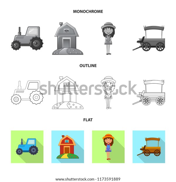 Vector design of farm and
agriculture logo. Collection of farm and plant stock vector
illustration.