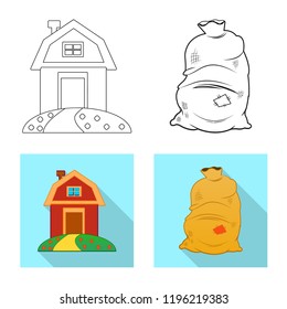 Vector design of farm and agriculture sign. Set of farm and plant vector icon for stock.