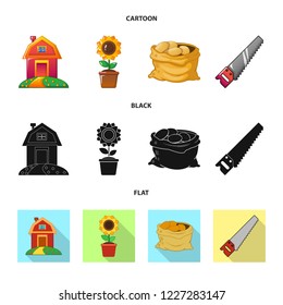 Vector design of farm and agriculture sign. Collection of farm and plant stock vector illustration.