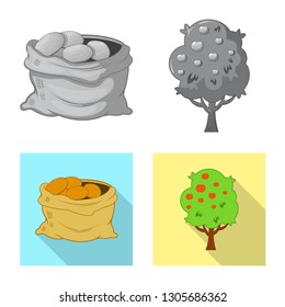 Vector design of farm and agriculture sign. Collection of farm and plant stock symbol for web.