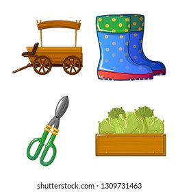 Vector design of farm and agriculture sign. Set of farm and plant vector icon for stock.