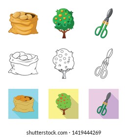 Vector design of farm and agriculture sign. Collection of farm and plant vector icon for stock.