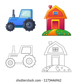 Vector design of farm and agriculture symbol. Set of farm and plant stock symbol for web.