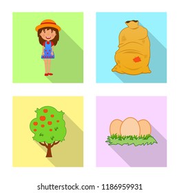 Vector design of farm and agriculture symbol. Collection of farm and plant vector icon for stock.