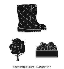 Vector design of farm and agriculture symbol. Collection of farm and plant vector icon for stock.