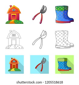 Vector design of farm and agriculture symbol. Set of farm and plant stock symbol for web.