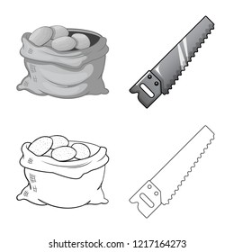 Vector design of farm and agriculture symbol. Set of farm and plant vector icon for stock.