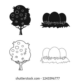 Vector design of farm and agriculture symbol. Collection of farm and plant stock vector illustration.