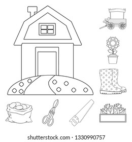 Vector design of farm and agriculture symbol. Collection of farm and plant vector icon for stock.