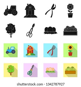 Vector design of farm and agriculture symbol. Set of farm and plant stock symbol for web.