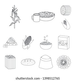 Vector design of farm and crop symbol. Collection of farm and nutrition stock vector illustration.